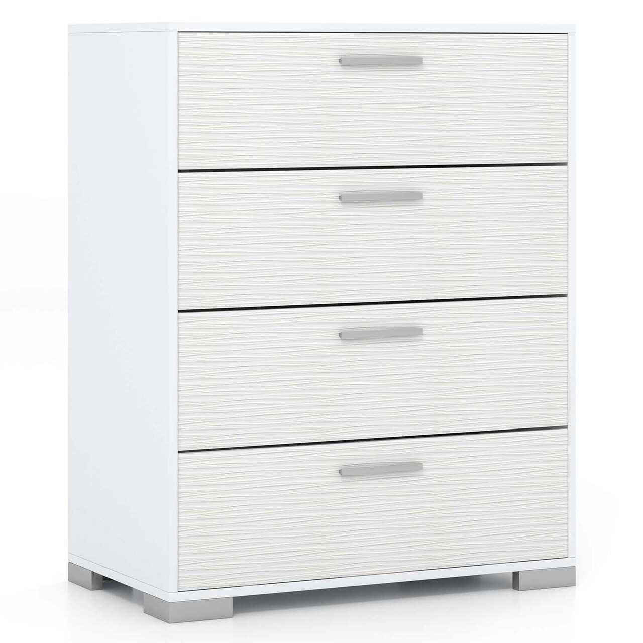 Costway 4 Drawer Storage Cabinet with Metal Legs & Handles Anti-Toppling Devices Gray/White
